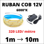 Kit ruban LED COB 12V blanc froid 6000°K